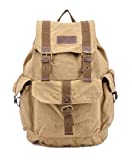 Gootium Bolso de lona vintage, Mochila Casual Clásica Unisex, Caqui