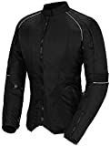 Newfacelook: cazadora de motorista para mujer, en cordura (nailon de alta resistencia), impermeable y protectora Negro L
