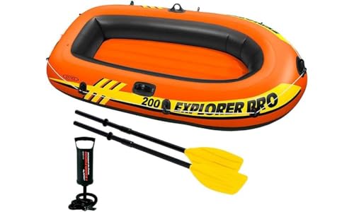 Intex - Barco hinchable Explorer Pro200 Remos + hinchador 196 x 102 x 33 cm (58357)