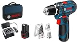 Bosch Professional 12V System GSR 12V-15 - Atornillador a batería (30 Nm, set 39 accesorios, 2 baterías x 2.0 Ah, en maletín de lona) - Amazon Exclusive