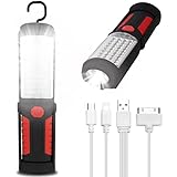 LED Lámpara de Inspección Recargable Linterna de Trabajo, Portátil Lampara de Inspeccion COB LED Luz con Magnético Soporte y Gancho Colgante para Automóviles, Taller, Emergencia, Camping