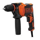 BLACK+DECKER Taladro percutor de 1 marcha 710W, alto rendimiento con velocidad variable, compacto y ligero, incluye 4 brocas y caja de herramientas, BEH710K-QS