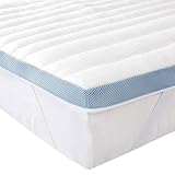 Amazon Basics Colchón de Espuma viscoelástica Topper con memoria con Funda removible y lavable, 90 x 200 cm, 5 cm, Blanco
