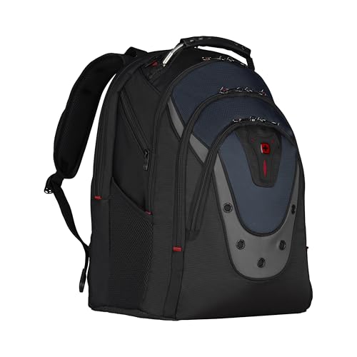 WENGER Ibex Mochila para portátil, portátil de hasta 17 Pulgadas, Tableta de hasta 10 Pulgadas, 23 l, Mujer Hombre, Negocios Universidad Escuela Viajes, Negro/Azul, 600638