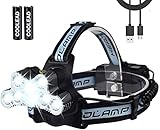 Linterna Frontal Súper Brillante Recargable y Impermeable de 10000 Lúmenes con 6 Modos para Espeleología,Pesca,Excursionismo,Caza...
