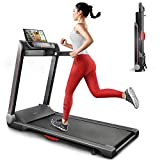 Sportstech FX300 Cinta de Correr Ultrafina Plegable - Marca Alemana - Video Eventos, APP Multijugador y USB, Gran Espacio de Carrera 51x122 cm, 2PS 16Km/h+Lector de Pulso Huella Digital y Sin Montaje