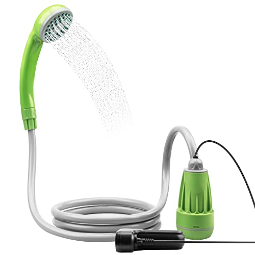 Ducha de Camping Portátil para Viajes al Aire Libre Con 3 Años de Garantía Batería Recargable Ducha, LIBERRWAY Bomba de Agua para Lavado de Bicicletas Ducha de Perros, Riego de Plantas de Jardín-Verde