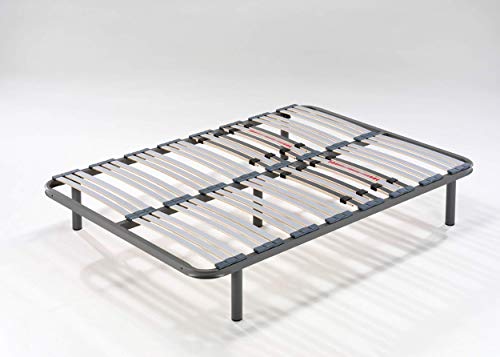HOGAR24 ES Somier Multiláminas con Reguladores Lumbares, 105x190 cm (5 Patas de 32 cm Incluidas)
