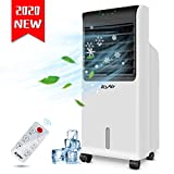 Aire Acondicionado Portatil, Plimatizador Evaporativo con Función de Purificación de Aire, Ventilador de Humidificación 4 en 1 con Control Remoto, 800 m³ / h, 110 Vatios, Oscilación, 1-8h Temporizador