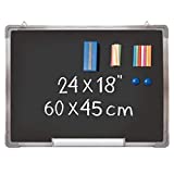 Pizarra de Tiza Magnética - 60x45cm Pizarra Negra Pequeña con 1 Borrador Magnético, 14 Tizas (7 Colores) y 2 Imanes - Mini Tablero Magnéticas para Pared de Mensajes Colgante