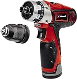 Einhell Destornillador inalámbrico a batería - TC-CD 12 Li .12V, 1.3Ah, 20Nm. Parada rápida, 18 posiciones de par, portabrocas extraíble, incl. batería, cargador de batería y estuche