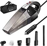 isYoung Aspirador de Coche 12V 6000PA Aspiradora de Mano Portátil Aspirador Potente con Bolsa Uso Seco y Húmedo Fácil y Ligera 120W 600ml Depósito con 2 Filtros Lavables Cepillo y 4.5M Cable