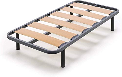 HOGAR24 ES Somier Somieres Lama Ancha Reforzada con Tacos Anti-Ruido y Patas cilíndricas, Tubo 40x30. Fabricación Nacional-90x190cm-PATAS 26CM
