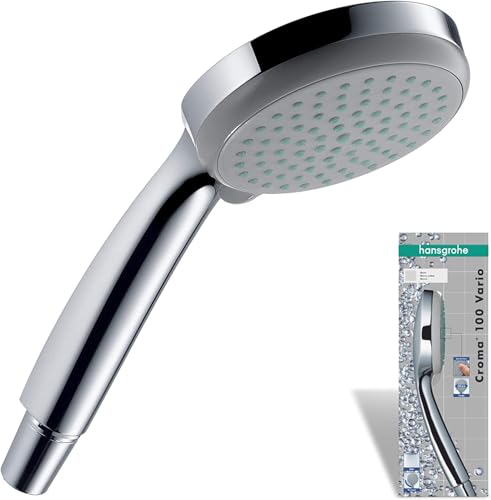 hansgrohe Croma 100 - ducha de mano, alcachofa de ducha con 4 tipos de chorro, cabezal de ducha redondo (⌀ 100 mm), con sistema antical, cromo, 28535000
