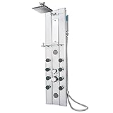 TecTake Panel de ducha aluminio grifería con grifo mano cabezal efecto lluvia masaje set
