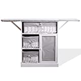 Rebecca Mobili Mueble para coser, tabla de planchar, ahorra espacio, estilo shabby, gris blanco, lavaderos cocina- Medidas: 84 x 119 x 35 cm ( AxANxF) - Art. RE6066