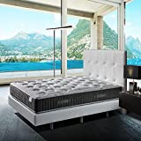 TECNOCOLCHÓN - Colchón de Muelles Ensacados y Viscoelástica 150x190 Tecno Spring® Visco y 24 cm de Altura | Reversible Verano-Invierno | Tejido Strech Cerámico | Alto Confort y Descanso.