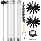Lvjkes deshollinador de chimeneas, Juego de 16 piezas para limpieza con 12 varillas de 41 cm, 2 cabezas de cepillo de 10 cm, a varilla hexagonal de 4,5 cm, a cepillo con mango de madera de 38 cm