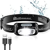 Cocoda Linterna Frontal, LED USB Recargable Linterna Cabeza con 4 Modes de Luz, Sensor de Movimiento, 160 Lúmenes, Impermeable IPX6 y Ajustable Ángulo & Correa, Frontal LED para Cámping Correr