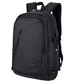 WAWJ Mochila antirrobo impermeable, Mochila para portátil Multiusos Daypacks con puerto de carga USB (Negro)