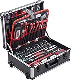 Meister 8971440 Maletín portaherramientas de Aluminio con ruedas, 156 piezas