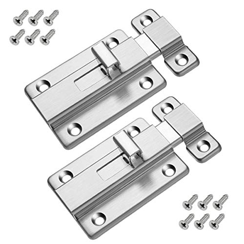 Natuce 2 Pcs Deslice Cerradura De Puerta De Acero inoxidable Cerradura Antirrobo Cerrojo