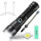SunTop Linterna LED, Linterna de Mano Bolígrafo, P50 LED Recargable 2000Lumen Con 5 Modos de Brillo Ajustables, Zoom / IPX6 Impermeable/ 4200mAh 18650 Batería Recargable