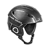 BLACK CREVICE Casco de esquí Kitzbühel I Casco de esquí de diseño Deportivo para Hombre y Mujer I Casco de esquí de policarbonato Transpirable I Talla Ajustable (L, Negro Carbono)