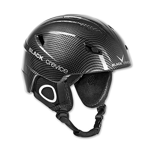 BLACK CREVICE Casco de esquí Kitzbühel I Casco de esquí de diseño Deportivo para Hombre y Mujer I Casco de esquí de policarbonato Transpirable I Talla Ajustable (L, Negro Carbono)