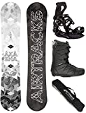 AIRTRACKS Snowboard Set Paquete Completo Tabla Akasha Wide Hybrid Rocker Hombre 157 - Fijaciones Master - Botas Star Black 44 - SB Bag