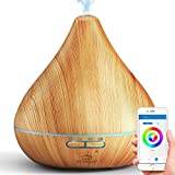GX·Diffuser de Aroma para aceites Esenciales, humidificador ultrasónico de 300 ml, 14 Luces LED de Colores, función de sincronización, sin BPA, Ultra silencioso para Dormitorio, Bebé, Oficina, SPA