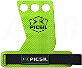 PICSIL Azor 3H Calleras para Cross Training Grips 3 Agujeros. Protector de Mano para Hombre y Mujer. Ideal Box y Gym (Size Small - S, Verde)
