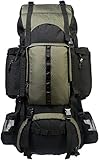 Amazon Basics - Mochila de senderismo con estructura interna y capa para lluvia, 75 L, Verde