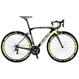 SAVADECK HERD6.0 700C Bicicleta de Carretera de Fibra de Carbono 105 R7000 22S Sistema de transmisión Neumático Fizi:k Sillín (Negro Amarillo, 52)