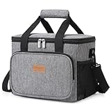 Lifewit 15L (24 latas) Bolsa isotérmica para almuerzo, bolsa de comida para almuerzo, trabajo, escuela, playa, pícnic (gris)