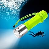 TurnRaise Linterna de Submarinismo, XM-L2 luz LED Submarino Buceo Linterna, Lámpara 1100 lúmenes Brillante, de Luces Impermeable de Seguridad para Exteriores en Deportes de Agua, Color Amarillo