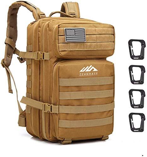ZEHNHASE Mochila Táctica Impermeable 45L Gran Capacidad Nylon 600D Múltiples Bolsillos para Senderismo Acampada, Montañismo, Caza, Aire Libre Ciclismo y más