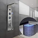 Columna de Ducha, LED Azul, Pantalla LCD, con Ducha de Mano, 5 Modos de Ducha, 20 * 6,5 * 125cm