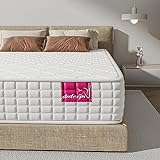 DOSLEEPS Doble colchón 4FT6 9-Zone Colchón de muelles ensacados con Espuma de Memoria y Tela Tencel - Colchón ortopédico - Grosor: 8.7 Pulgadas, Blanco