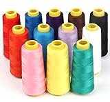 Coser de Poliéster, ilauke 12X1500m Hilos de Coser, Hilos de Bordar de Poliéster para Máquina de Coser Hilo Overlock 40S/2, Hilo de Coser de Alta Velocidad para Coser a Máquina Artes de Coser a Mano