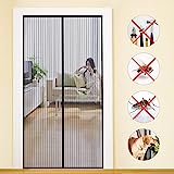MYCARBON Mosquitera Puerta Magnetica Corredera Cortina (90x210, Negro)