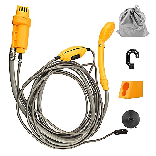 WOLFWILL Alcachofa Duchas Pistola Rociadora, DC 12V Portátil Auto Coche Perro Ducha en Aire Libre Ideal para el Camping, el Coche o Lavar al Perro