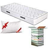 EVERGREENWEB - Colchón Individual 80x190 Alto 20 cm en Espumación Firmeza Media con una Almohada Viscoelástica Gratis, Ortopédico, Funda Blanca con Tejido Hipoalergénico Antibacteriano Efecto Masaje
