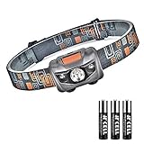 Linkax Linterna Frontal LED Linterna de Cabeza Super Brillante 120 Lúmenes Lampára de Cabeza Impermeable Luz Frontal 4 Modos Para Camping Pesca Ciclismo Carrera Caza 3 Pilas AAA incluidas