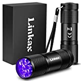 Linkax Linterna Ultravioleta Led Linterna UV flashlight 9 LED Ultravioleta Detectar manchas de orina de mascotas Luz negra 395nm luz ultravioleta [2 Paquete]