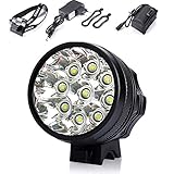 BoFeite Luz Bicicleta Delantera Led Foco Bicicleta Luces Bicicleta Led lampara Bicicleta Impermeable 10000LM 9 x CREE XM-L T6 con Batería y Cargador Negro