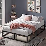 Zinus Joseph Cama 150x200 cm - Altura 25 cm con almacenamiento debajo de la cama - Marco de la cama de plataforma de metal con soporte de listones de madera - Negro